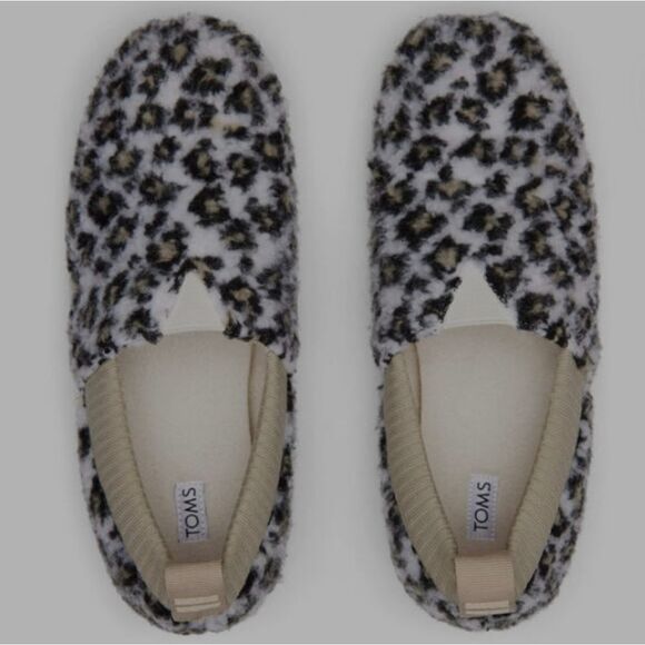 Toms Womens Alpargata Resident Egret Snow Leopard Fleece shoes - Picture 3 of 8